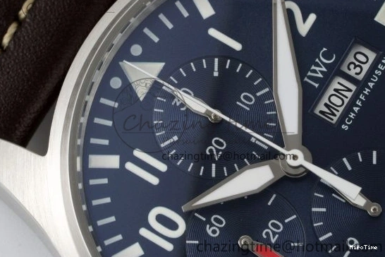 MIROTIME 0423 Pilot Chrono SS AZF 1:1 Best Edition Blue Dial on Brown Leather Strap A TimelessDesign 7060